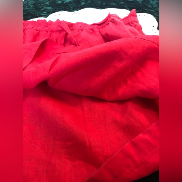 100% Linen Mini Skirt Pink Deep Coral XL St. Tropez West - Picture 7 of 7